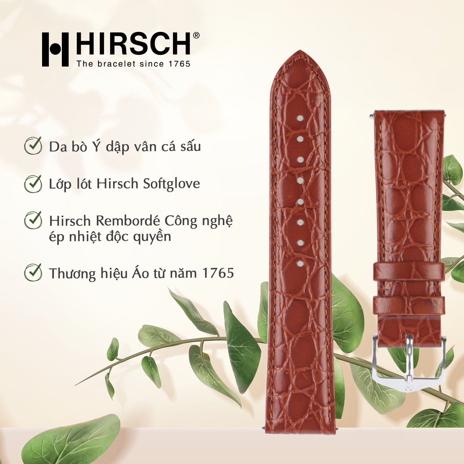 Dây da Hirsch Crocograin - ảnh 10